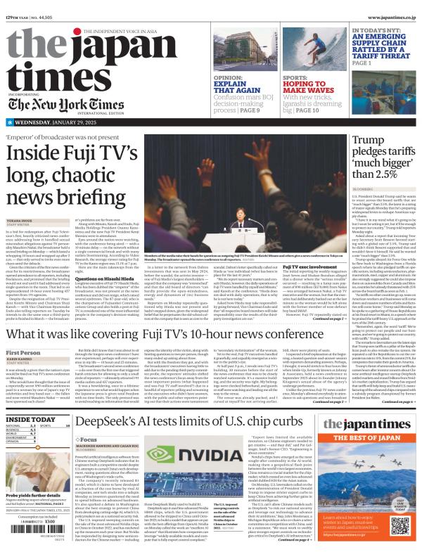 Prima-pagina-The-Japan-Times-oggi-edizione-di-oggi-20250129